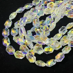 6×10 mm / 50 pcs AB color-cut facet elongated diamond crystal glass loose beads for jewelry making and DIY handmade beaded bracelets and necklaces; accessories. Ideal gift choice for graduation season, weddings, and holidays.