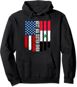 American Flag Syria Flag Best Big Sister Ever Family Pullover Hoodie - Nicollev Shop 67B09Z9GPV17
