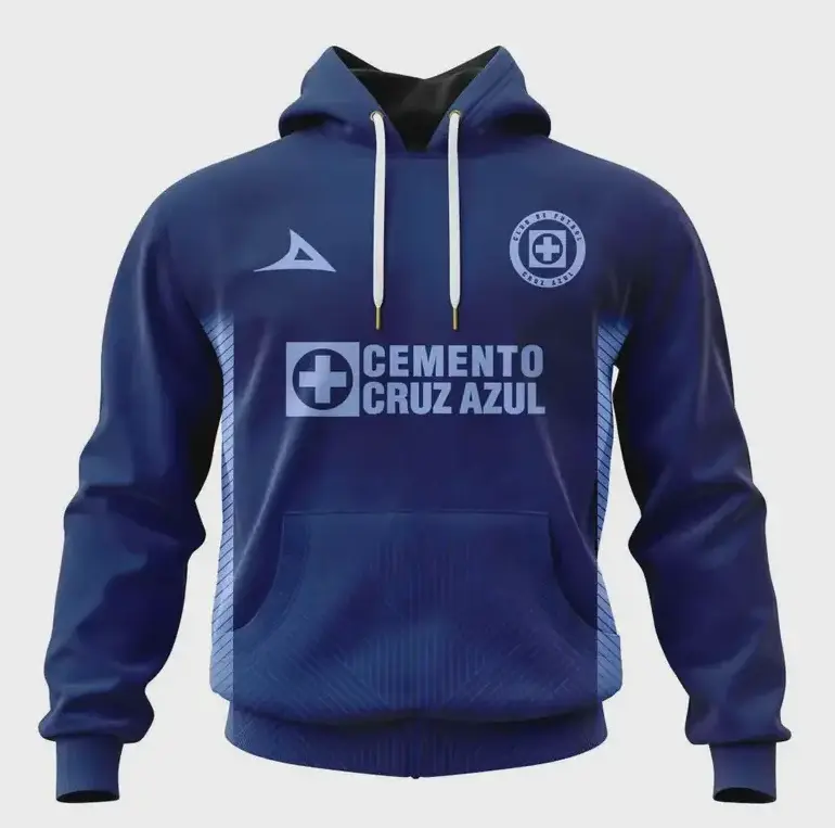 Soccer Pullover Hoodie, LIGA MX Cruz Azul Third Kit Hoodie, Football Fan Sweatshirt for Men, Women & Youth