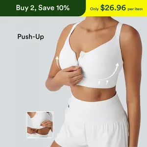 Halara SpeedWave Medium Support Push Up Crisscross Backless Zipper Adjustable Buckle Quick Dry Running Sports Bra