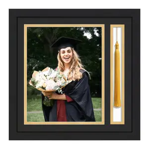 Black 8x10 Graduation Picture Frame with Tassel Holder, Double Mat 2026 Graduation Keepsake Gift for Office Stationery & Gifting Needs