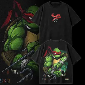 Raphael Ninja Turtles Sai Warrior Graphic Shirt – Vintage Washed TMNT Streetwear Tee Hoodie Style, Retro Comic Raphael Artwork Oversized Unisex Top, Classic Ninja Turtle Cartoon Apparel for TMNT Fans, 90s Cartoon Street Fashion Lovers