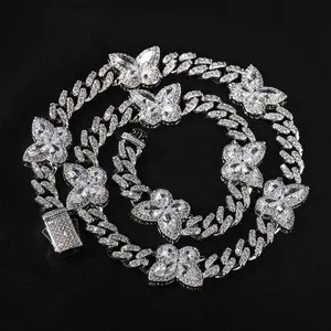 [ICE HUE]18K Gold Vacuum Plated Copper with 5A+ Sri Lanka Zircon 3D Butterfly Necklace Miami Italy Mexico & Micro Inspired for Women & Men Luxury Jewelry,Daily Wear,Casual Fashion,Gift Idea,Chicano,Classic,Hip Hop,Simple,Sporty Style