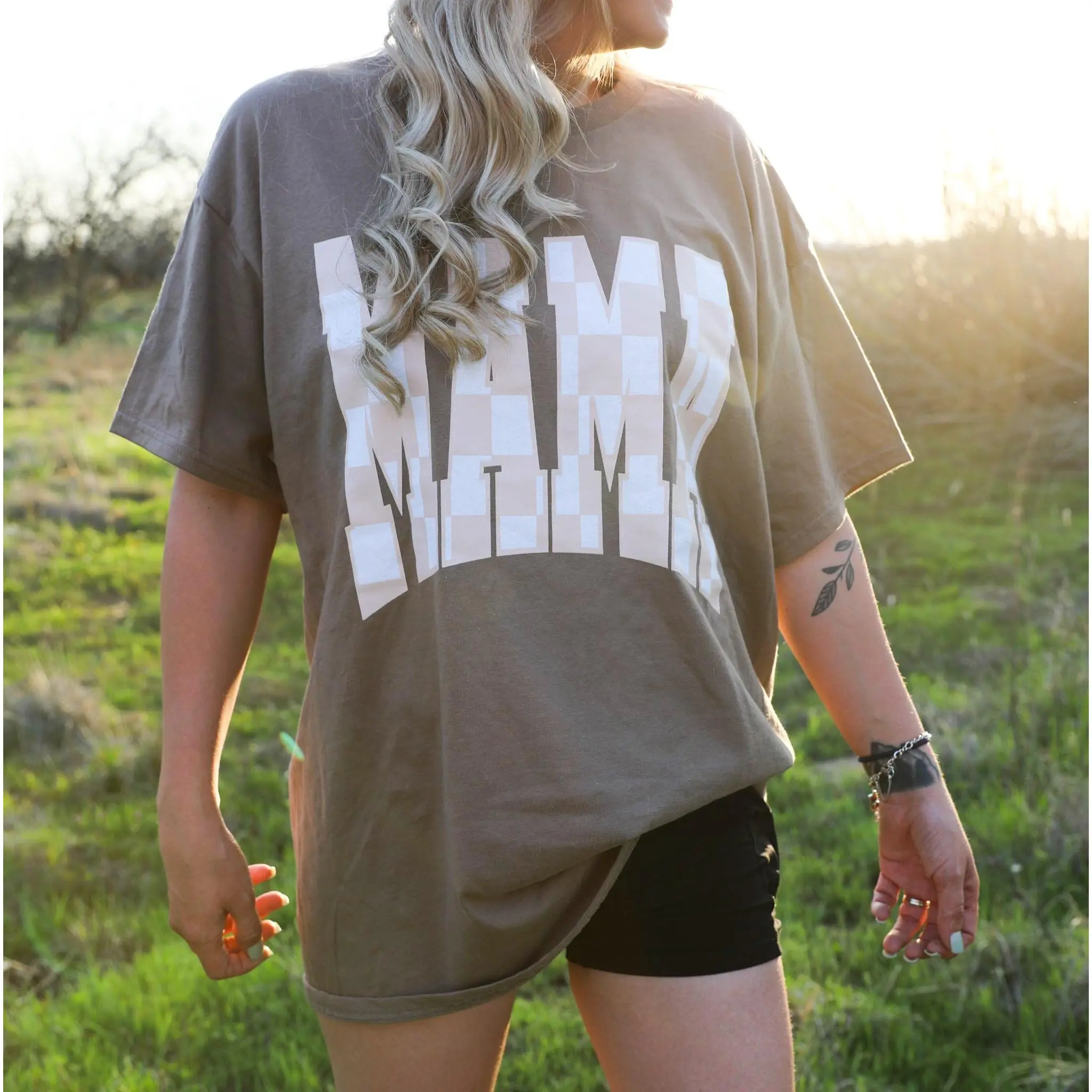Mama Checkered Graphic Tee