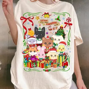 Very Merry Christmas Chibi Members Santa Shirt – Unisex Cotton Tee for Fans & Lovers Holiday Gifts