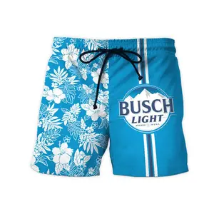 Busch Light Floral Split Shorts - Men's Summer Vacation Wear  - Summer Shorts - 4th of July Outfit - Patriotic Shorts - Party Shorts - Vacation Outfit - Beer Lovers Gift - USA Style - Tropical Shorts - Summer Shorts