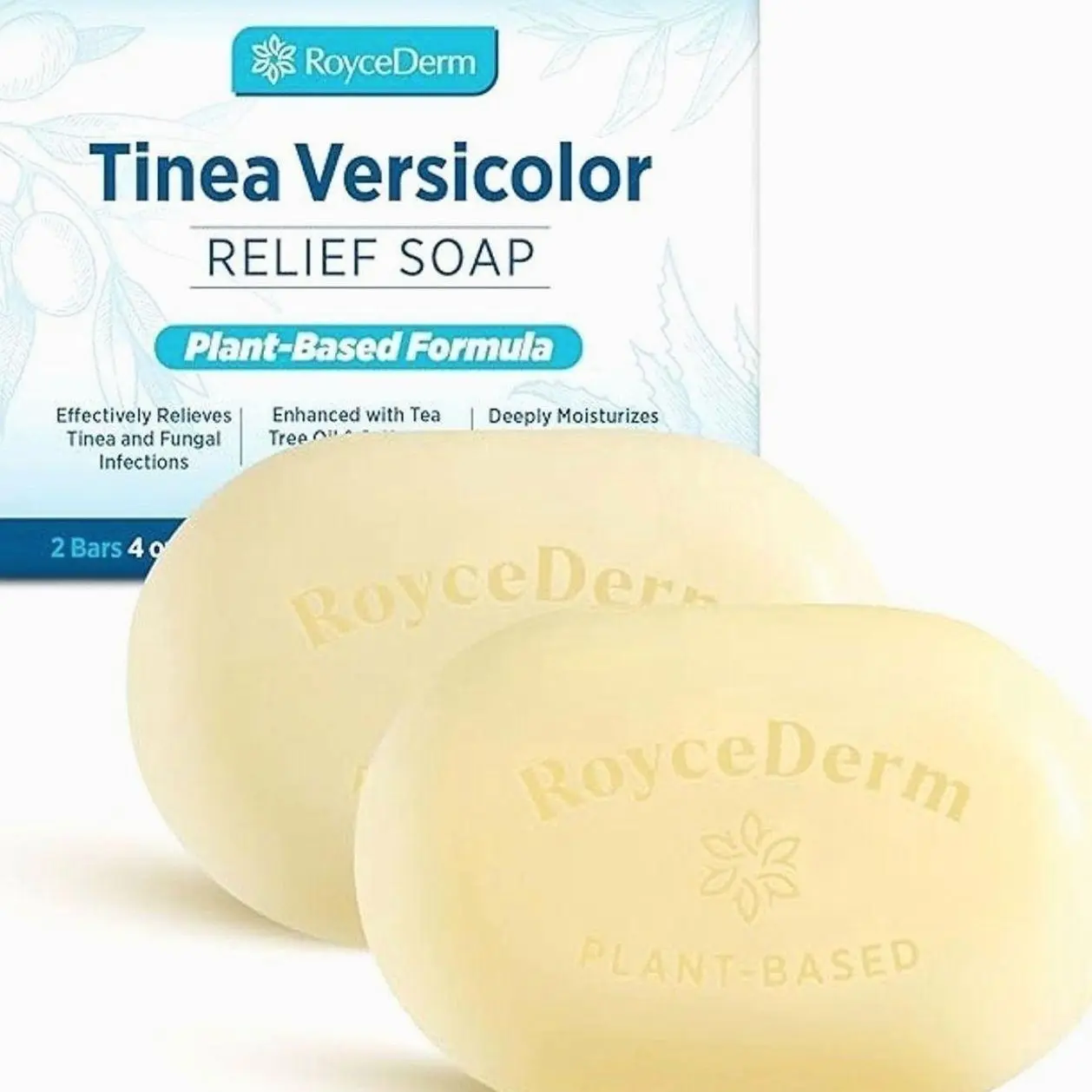 Roycederm Tinea Versicolor Relief Soap: Tea Tree Oil & Sulfur Cleansing Bar, Soothes Irritation, Hydrates & Supports Skin Health