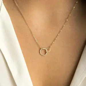 Juliet- Double Interlocking Circle Charm Pendant Necklace