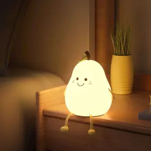 Cute Silicone Kids Night Light Intelligent Touch Sensor Creative Pear Led Children Kids Baby Smart Usb Mini Desk Lamp