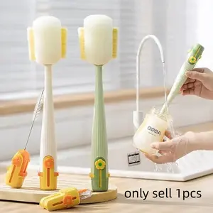 5-In-1 Long Handle Cup Brush Set, Multi-Functional Cleaning Tool, Safe Sponge & Hard Bristle Head, Detachable Deep Dishwasher Scrubber, Cleaner