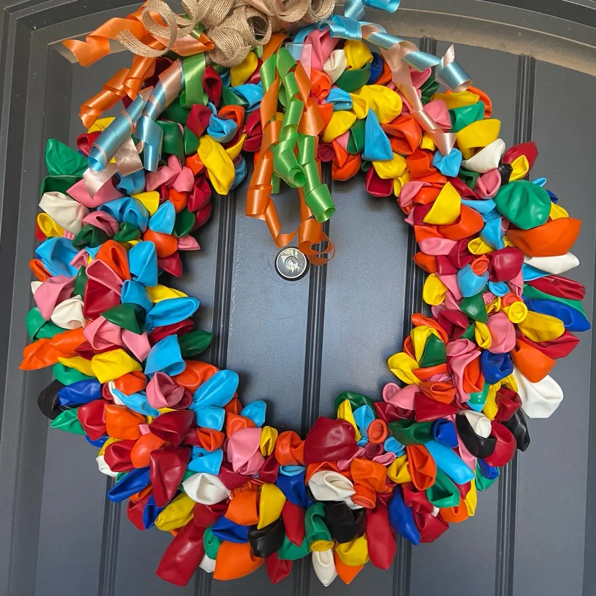 16" Handmade Round Multicolored  Balloon Wreath Perfect for Parties, decoration or a gift!