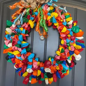 16" Handmade Round Multicolored  Balloon Wreath Perfect for Parties, decoration or a gift!