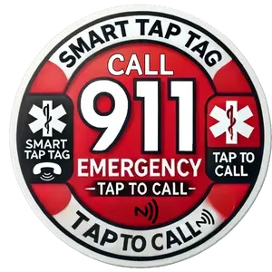 911 Sticker - NFC Emergency Sticker for Kids, Seniors & Anyone - No Unlocking or Dialing - Tap to Connect for Instant 911 Assistance