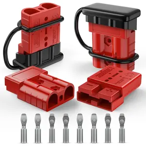 Nilight Anderson Connector 50AMP 6AWG Anderson Plug 12V-36V Battery Quick Connect/Disconnect Wire Harness Plugs Connectors Kit for 6 Gauge Cables Car Marine ATV Trailer Towing Winch Motor, 4 Pack Red