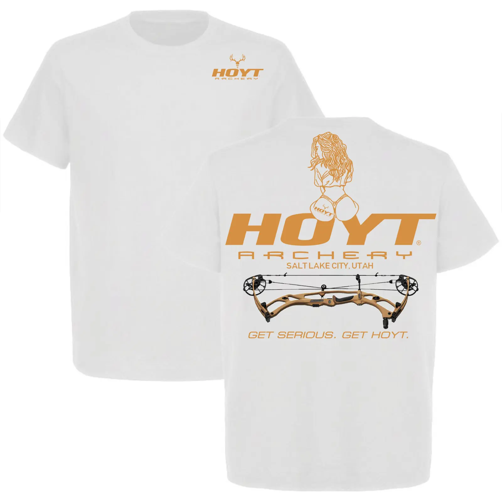 2026 Hoyt Archery Sexy Girl Bowhunting T-shirt, Gift for Bowhunting Lovers, Unisex Short Sleeve Casual 100% Cotton