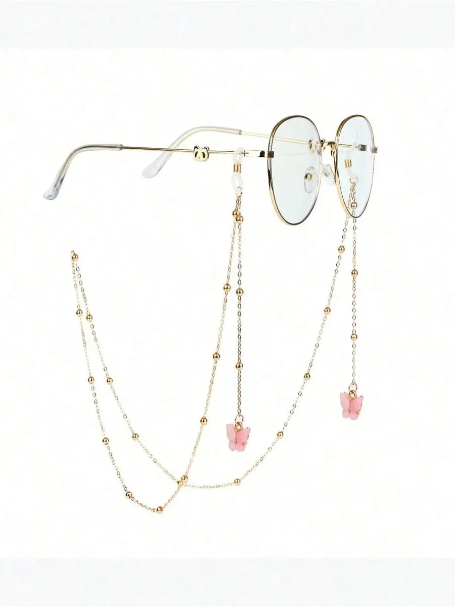 Elegant Butterfly & Bead Decorated Glasses Chain for Women Stylish Accessory to Enhance Your Look
