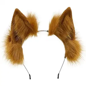 Wolf/Fox/Cat Ear Cosplay Headwear Girl Accessories Handmade Hairband Furry Ear Faux Fur Headband
