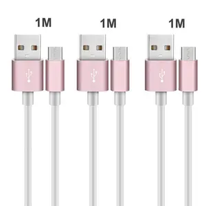 Micro USB Cable 3 Pack 3.3ft QC 3.0 Fast Charging Sync Android Charger TPE Cables for Samsung Galaxy S7 S6 Edge Note 6 5 Sony Kindle PS4 White