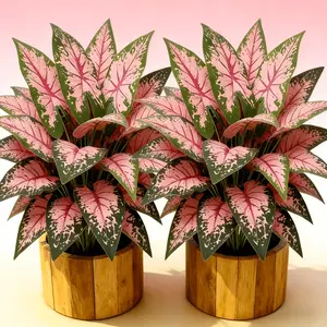 Large Outdoor Artificial Plant Set, 65cm Height, Realistic Big Leaves, Home Decor, Garden, Wedding, Mother's Day, Easter, St Patrick's Day, Artificial Outdoor Plants