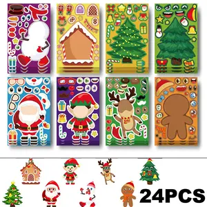 24 Sheets Christmas Stickers -Stocking Stuffers- DIY Christmas Crafts - Xmas Decorations Gifts Games Party Favors Supplies，Classical Festive Touch