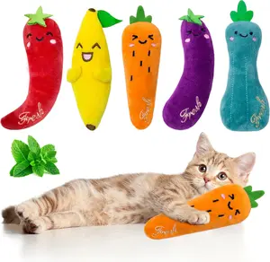 Catnip Toys for Indoor Cats - 5 Pack Chew Toys with Fluffy Catnip, Interactive Kitten Toys for Chewing and Playing