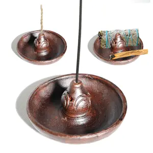 Bakhoor Burner I Terracotta Handmade Incense Burner for Yoga, Meditation, and Energy Cleansing - Wood Sticks Dish, Sage Ash Catcher, Smudge Bowl, Cone Burner - Unique Meditation Gift