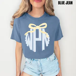 Seersucker Monogram Comfort Colors T-Shirt 'NLB'