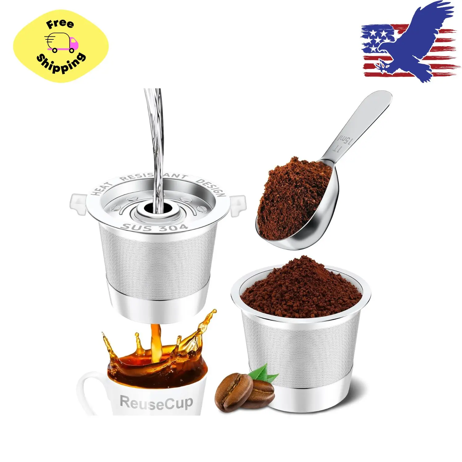 2 Pack Reusable K Cup for Keurig 1.0, Stainless Steel Reusable K Cups