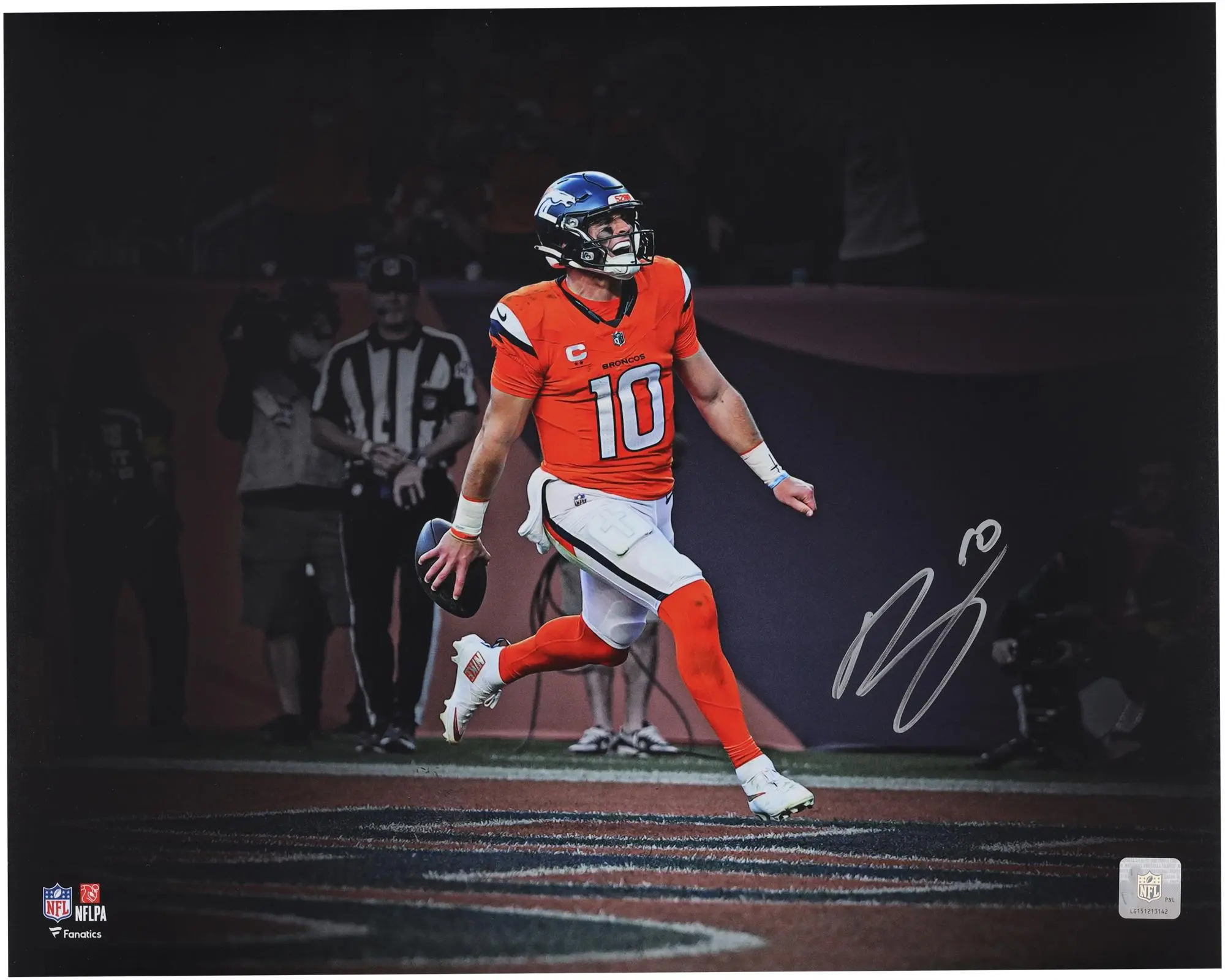 Bo Nix Denver Broncos Autographed "16 x 20" Touchdown Celebration Spotlight Photograph - Fanatics Authentic Certified