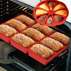 Multi-Cavity Silicone Cake Mold Set, 9 Rectangular & 8 Round Cavities, Creative Bread Baking Molds, DIY Brownie Pan, Non-Stick Bakeware