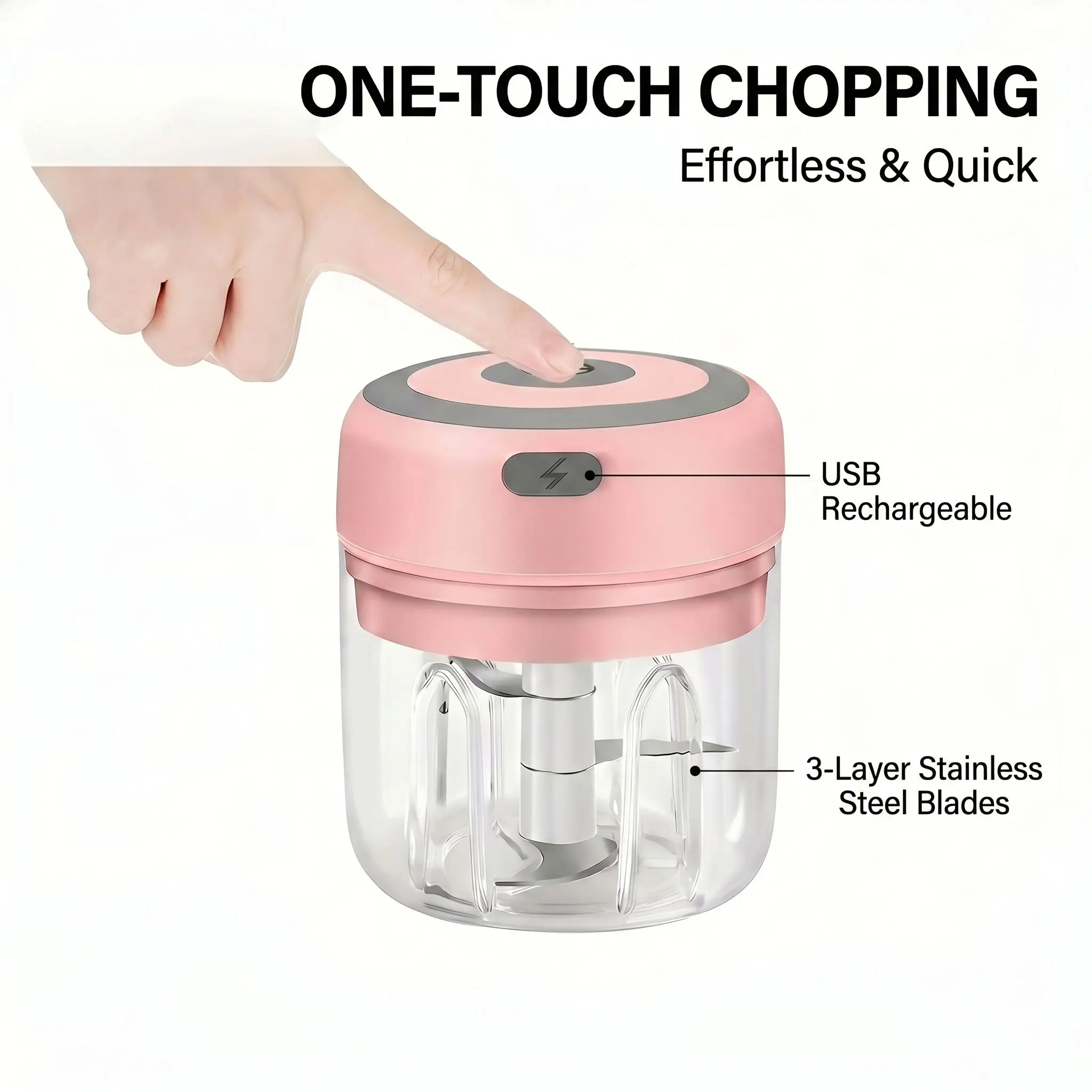 Mini Electric Garlic Chopper - Perfect for Quick Garlic, Ginger & Spices