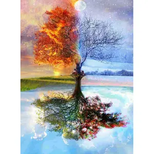 5D Diamond Art Painting Aurora Landscape, Mosaic Embroidery Cross Stitch Kit, Full Round Rhinestone DIY Wall Home Decor Gift