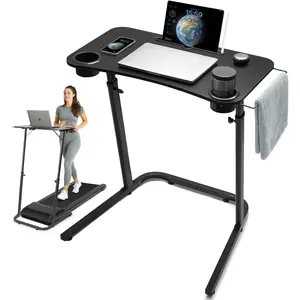 Treadmill Desk, Small Standing Desk for Walking Pad, 30- Inch Adjustable Height Walking Pad Stand for Treadmill, Portable Standing Table for  and  Office Work - Black