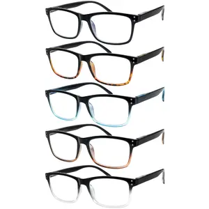 Reading Glasses 5 Pairs Fashion Ladies Readers Spring Hinge with Pattern Print Eyeglasses for Men and Women