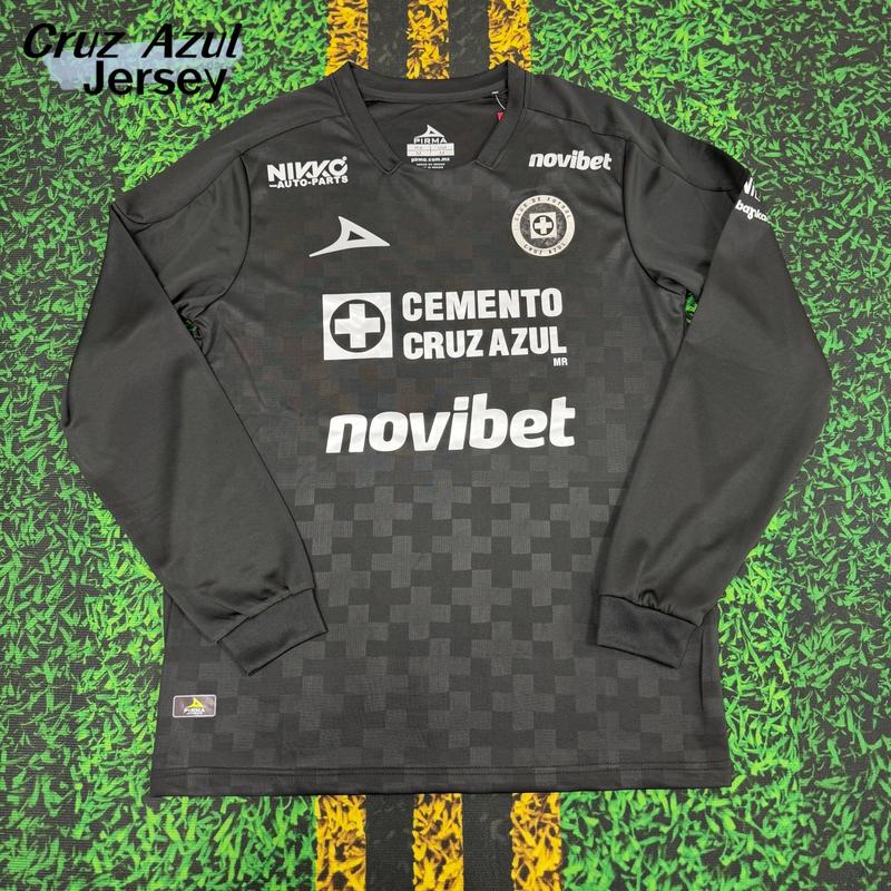 2526 Mexico League  Cruz Azul Away Black Long Sleeve Top Soccer Jerseys LIGAMX Fan Edition