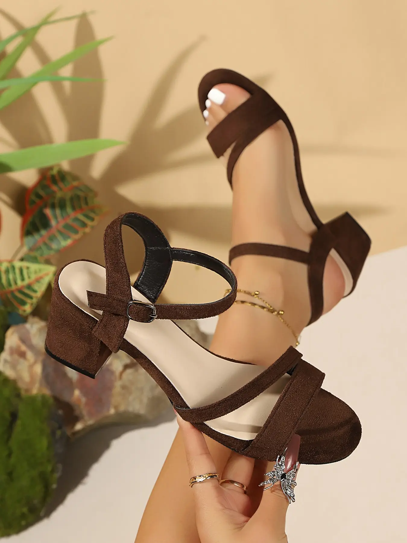 Tiktok Trendy Casual Heeled Sandals, Summer Classy Sandals, Classic Minimalist Design, Women's Ankle Strap Heels, Versatile for All Occasions, Footwear, Fashionable Footwear, All Match Sandals