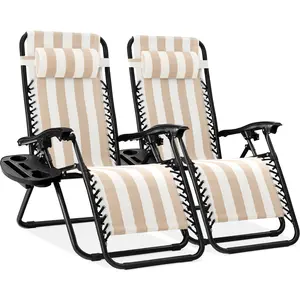 Best Choice Products Set of 2 Zero Gravity Lounge Chair Recliners for Patio, Pool w/ Cup Holder Tray