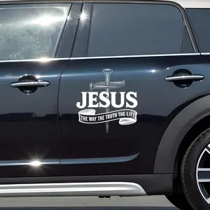 Premium Jesus The Way The Truth The Life Car Decal – Christian Cross Sticker, Faith Vinyl Decal for Car, Truck, Laptop, Christian Gift