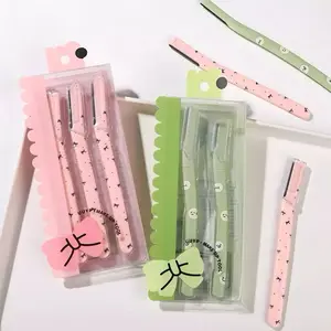 Portable Eyebrow Trimmer Set, Cartoon Pattern Eyebrow Razor with Protective Cover, Eyebrow Shaping Tool for Home, Outdoor Travel, Dating, Makeup