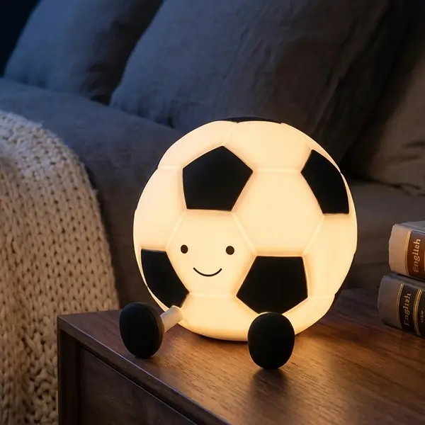 Funny Football-Shaped Night Light - Soft Silicone Rechargeable Glow Lamp with 3 Brightness Levels, Perfect Easter/Birthday Gift & Bedroom Mood Light
