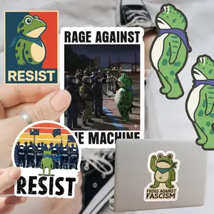 Portland Frog Protester Sticker, Frog Portland meme sticker, Anti ICE Sticker, Resistance, Anti ICE Sticker