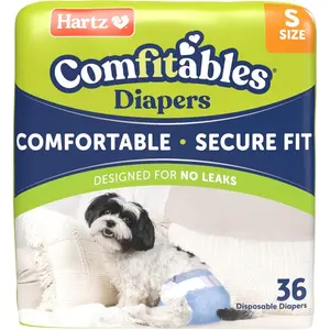 Hartz Disposable Dog Diapers Size S 36 count Comfortable and Secure Fit Easy to Put On,  House Training Aid, Adjustable Waistband, Snug Fit Design, Skinfriendly Fabric, Dog Pee Pad, Disposable Pet Diaper, Small Dogs