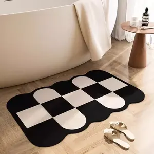 Modern Checkered Silicone Mud Mat, Soft Comfortable Hand Washable Non-Slip Material, 4 Sizes Available, Indoor Outdoor Use
