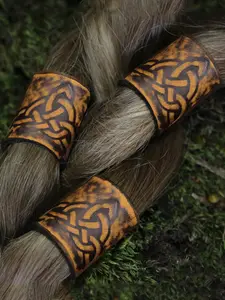3PCS Celtic Beastie PU Leather Viking Hair/Beard Bead Medieval Cosplay Props 3PCS Celtic Beastie PU Leather Viking Hair/Beard Bead Medieval Cosplay Props