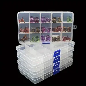 2pcs/set Travel-Friendly Clear Plastic Bead Storage Container with 10/15 Grids - Perfect for Organizing Jewelry, Rings, and Small Parts Multi Grids Organizer