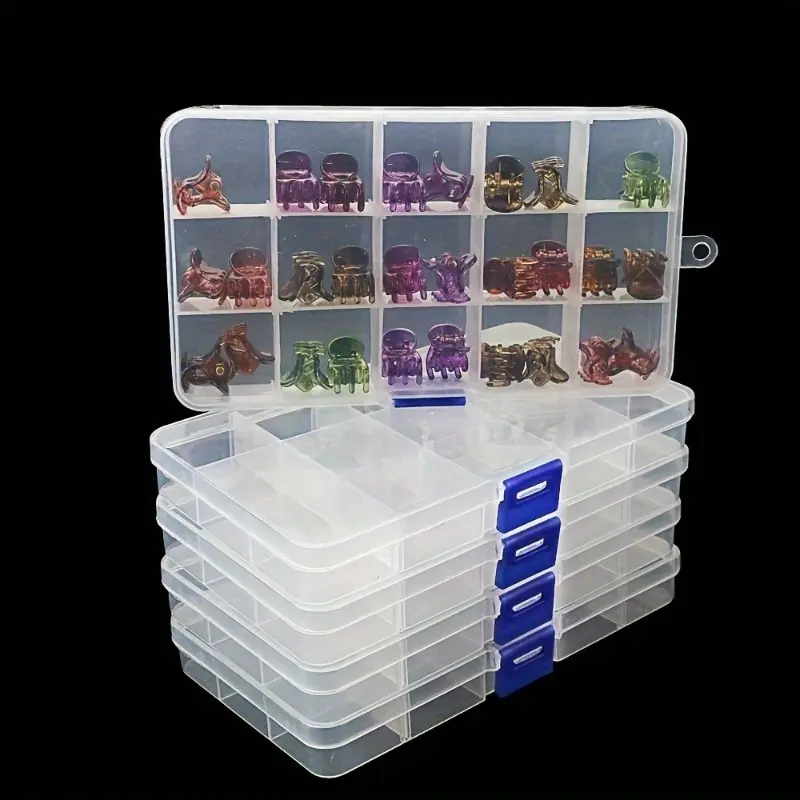 2pcs/set Travel-Friendly Clear Plastic Bead Storage Container with 10/15 Grids - Perfect for Organizing Jewelry, Rings, and Small Parts Multi Grids Organizer
