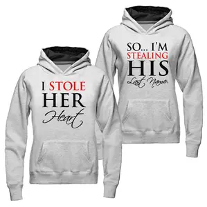 I Stole Her Heart & I’m Stealing His Last Name Couple Hoodies | Trendy Matching Streetwear for Fall – Cozy Unisex Cotton Pullover, Stylish Casual Autumn Outfit for Lovers, Comfortable Romantic Gift Idea