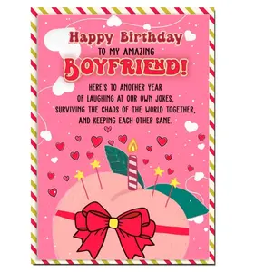 Birthday Card for Boyfriend with Seal and Envelope, Funny Boyfriend Card, Romantic Cards from Girlfriend