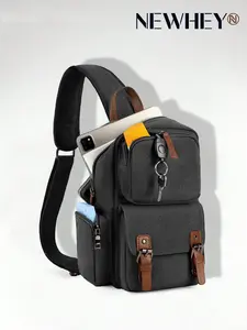 Large Sling Bag Canvas Crossbody Backpack, Waterproof Shoulder Bag for Men & Women, Ideal for Travel & Hiking, Durable Chest Bag Design