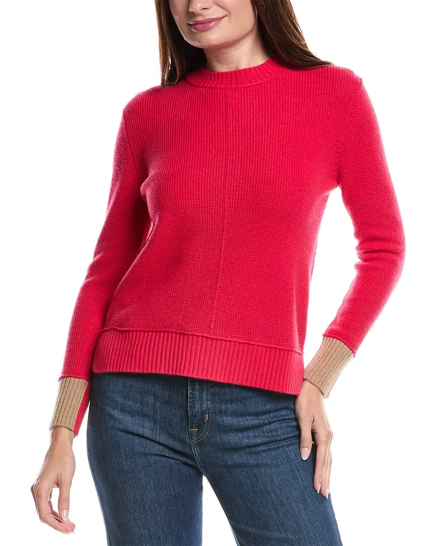 Forte Cashmere Contrast Trim Thermal Cashmere Sweater